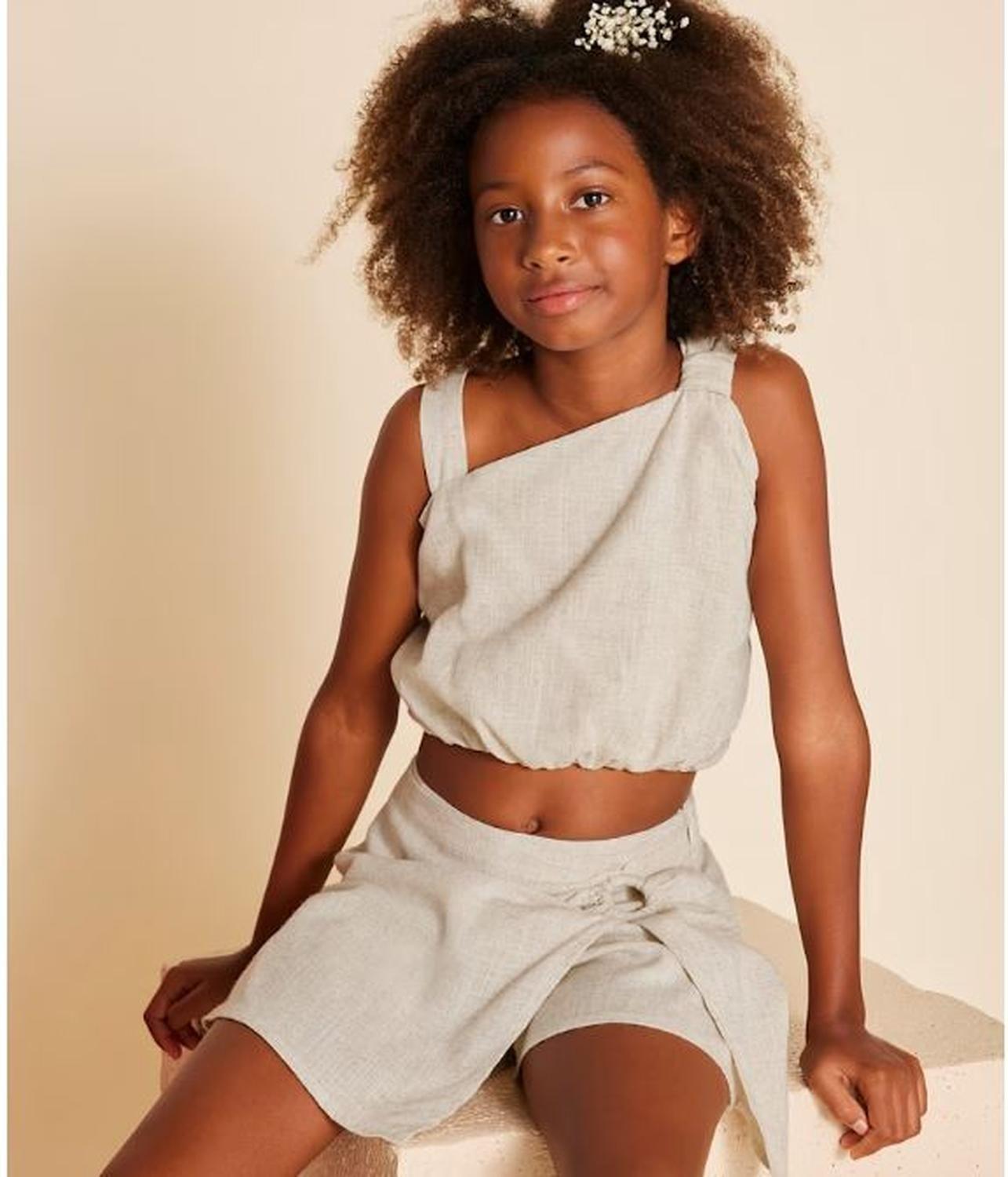 Falda pantalón con lino chicas-3