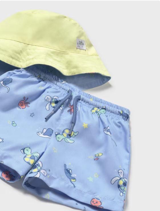 CONJUNTO TRAJE DE BAÑO SHORT + GORRO REVERSIBLE-1