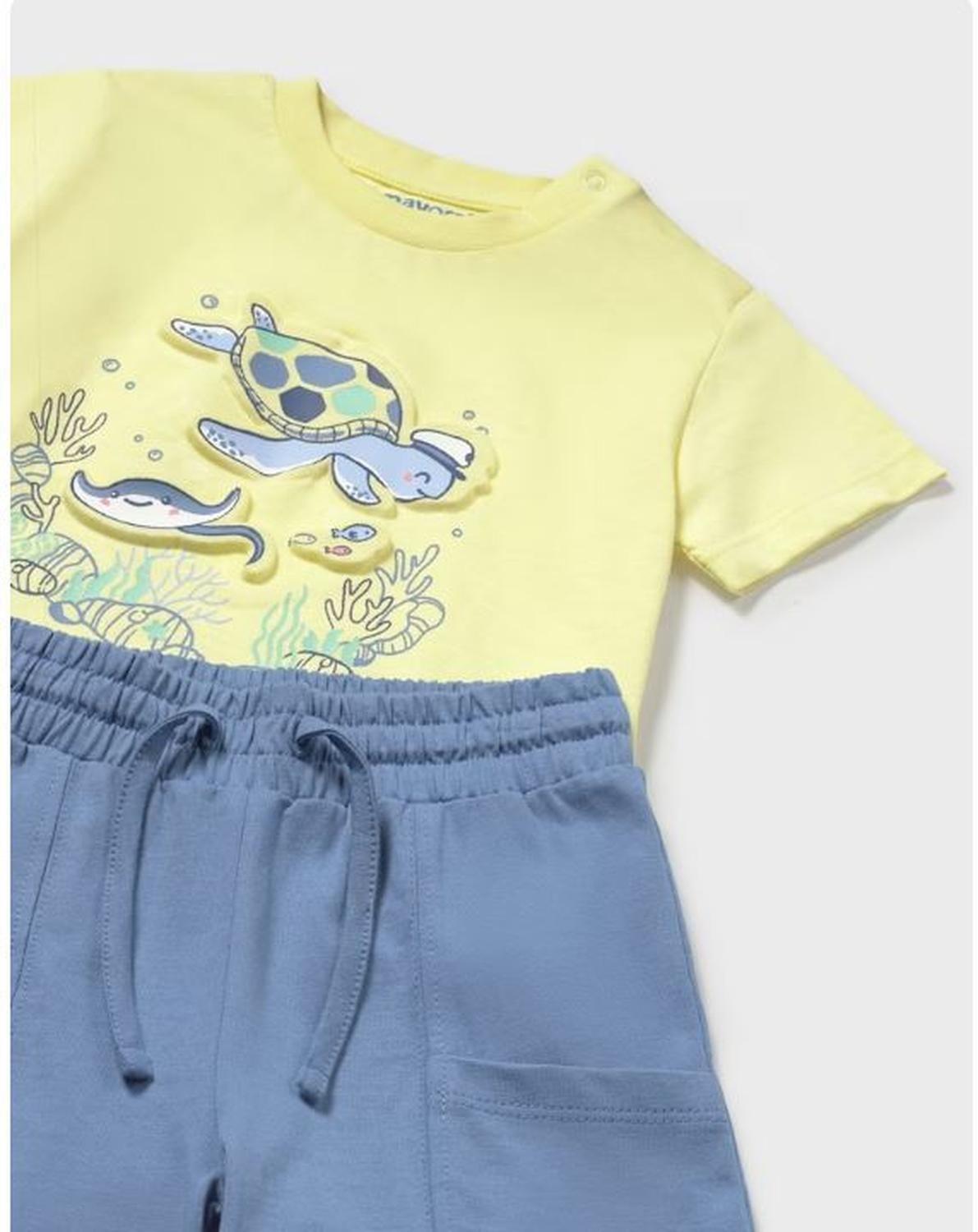 Conjunto bermuda y camiseta fondo marino bebé niño-1