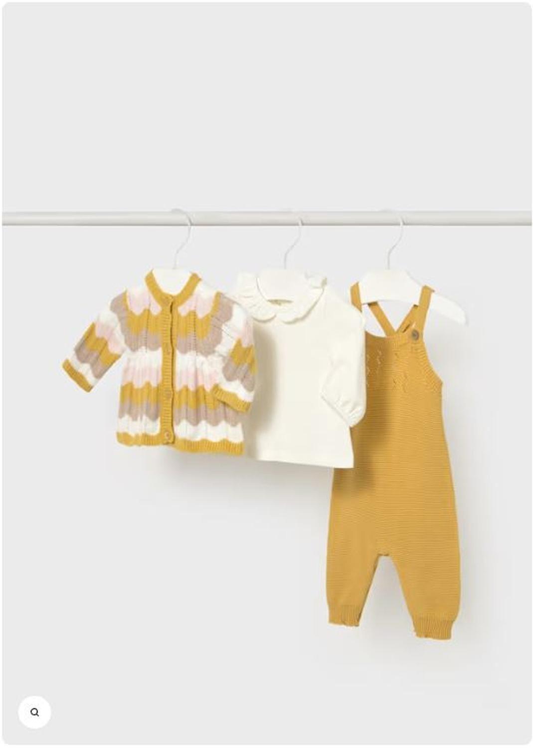 Conjunto jardinera mostaza 3 piezas recién nacido-0