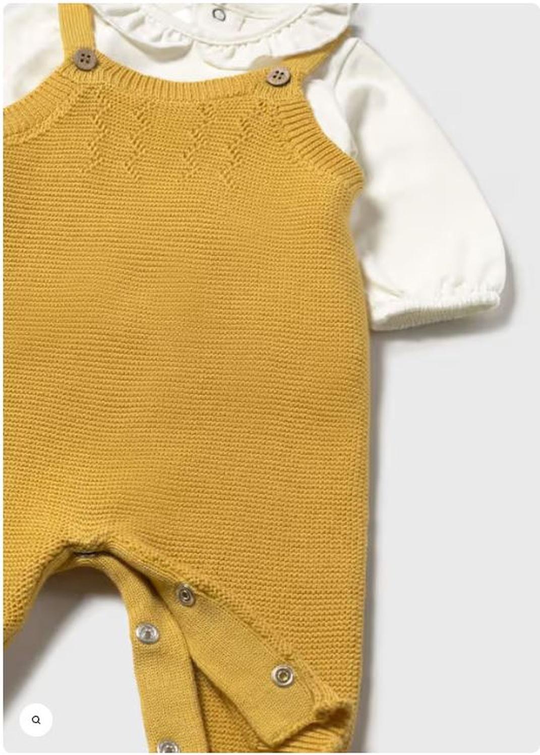 Conjunto jardinera mostaza 3 piezas recién nacido-1