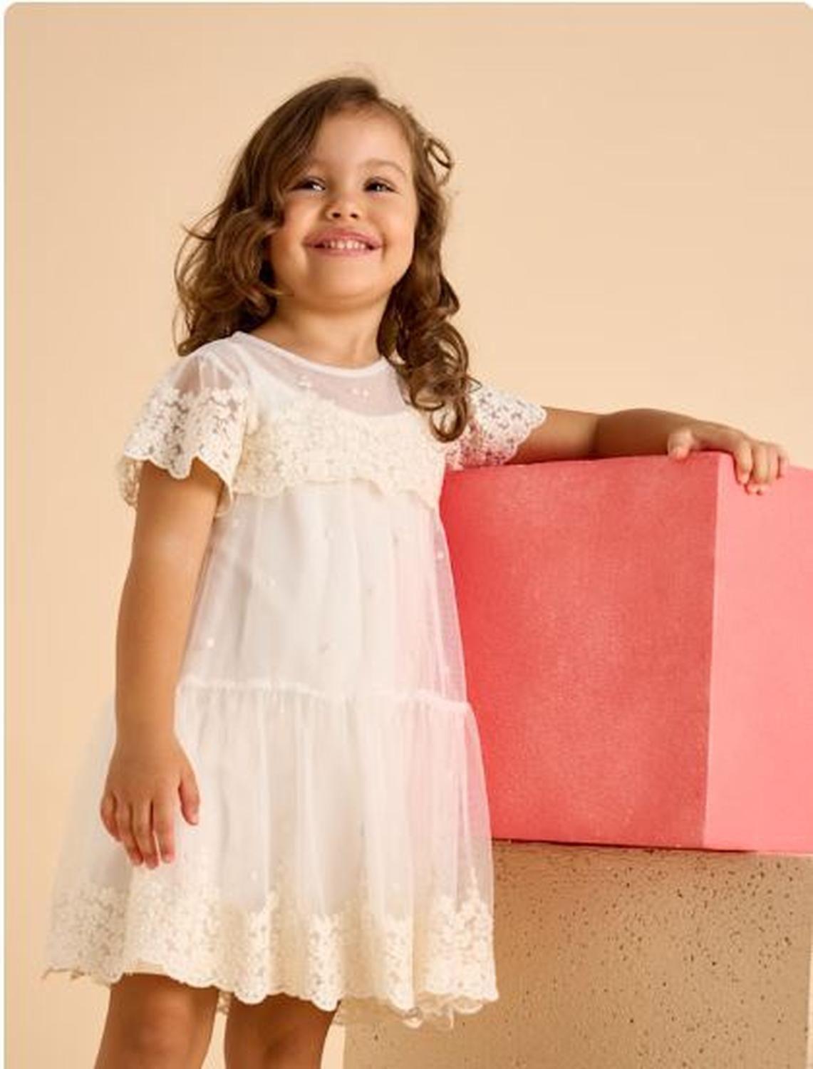 Vestido tul bordado niña-0