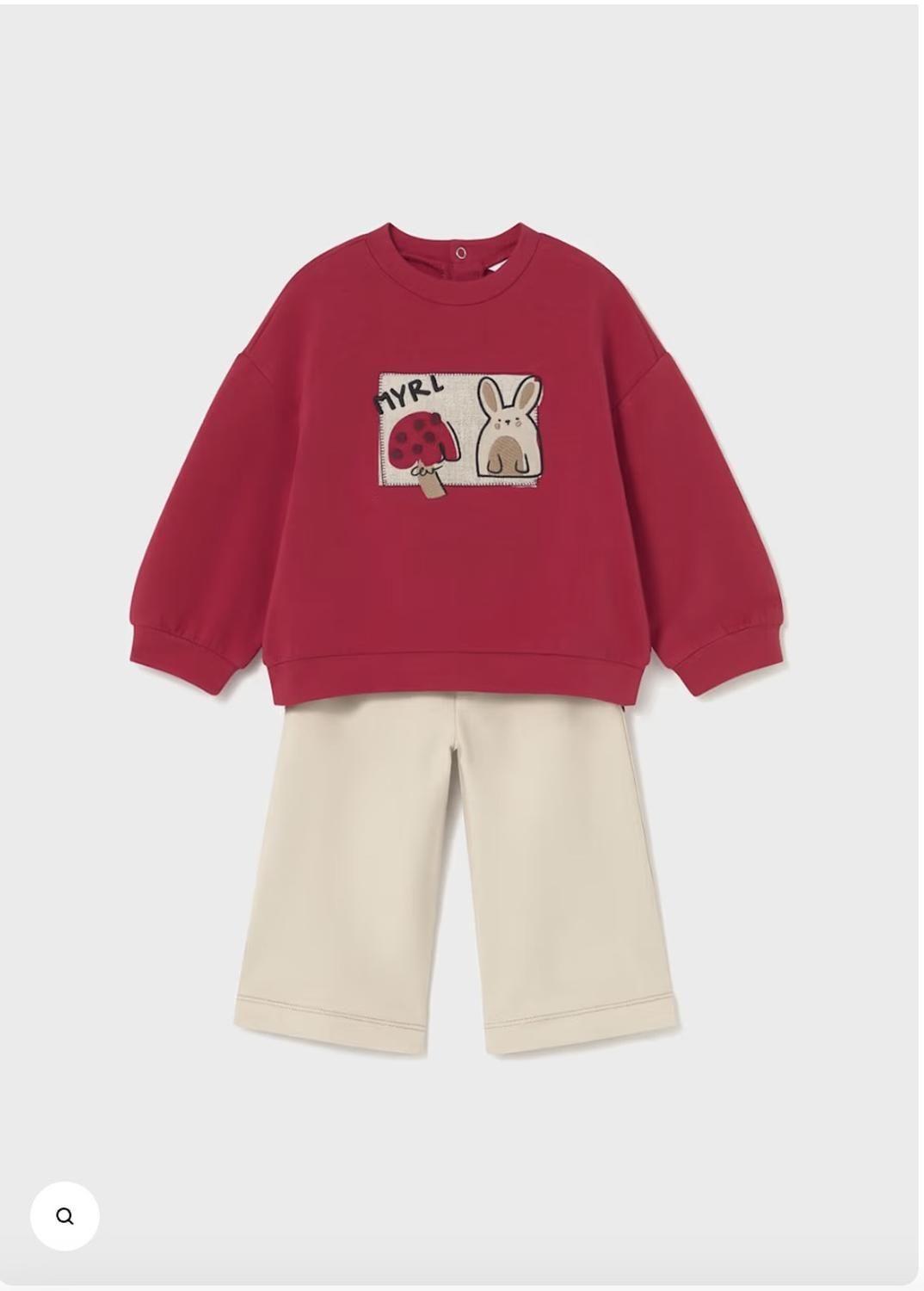 Pantalon largo Jersey con un poleron a juego con estampado en el pecho, comodo. -0