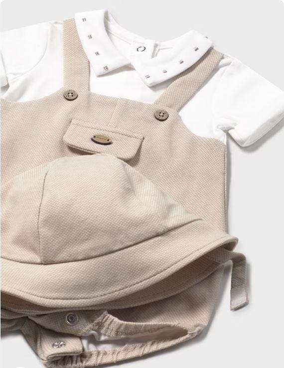 SET JARDINERA CORTA CAMISETA SIMULADA + GORRO-2