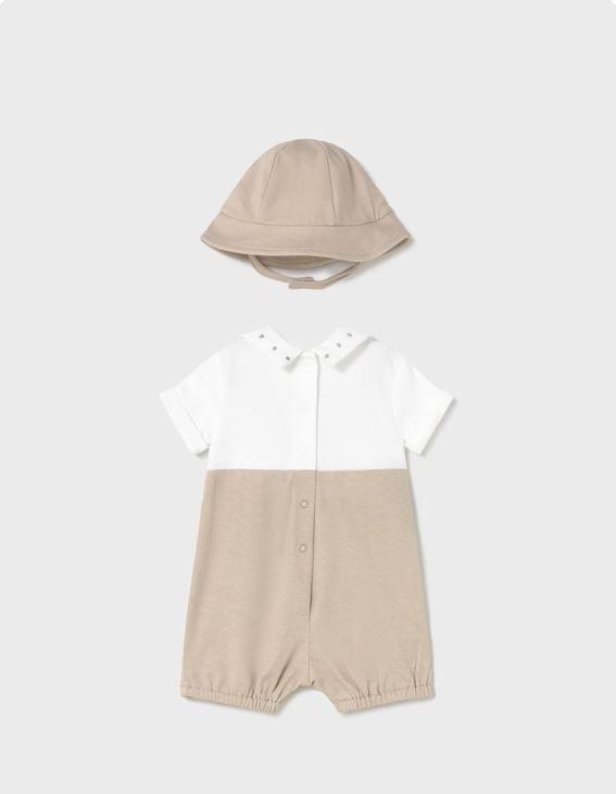 SET JARDINERA CORTA CAMISETA SIMULADA + GORRO-1