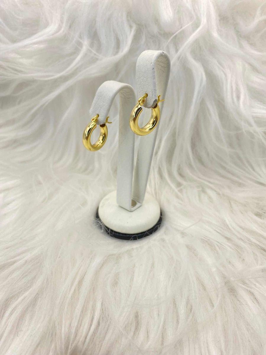 Aros Argolla Tubo Gruesa 18 Mm Plata S925 Baño Oro Más Caja-2