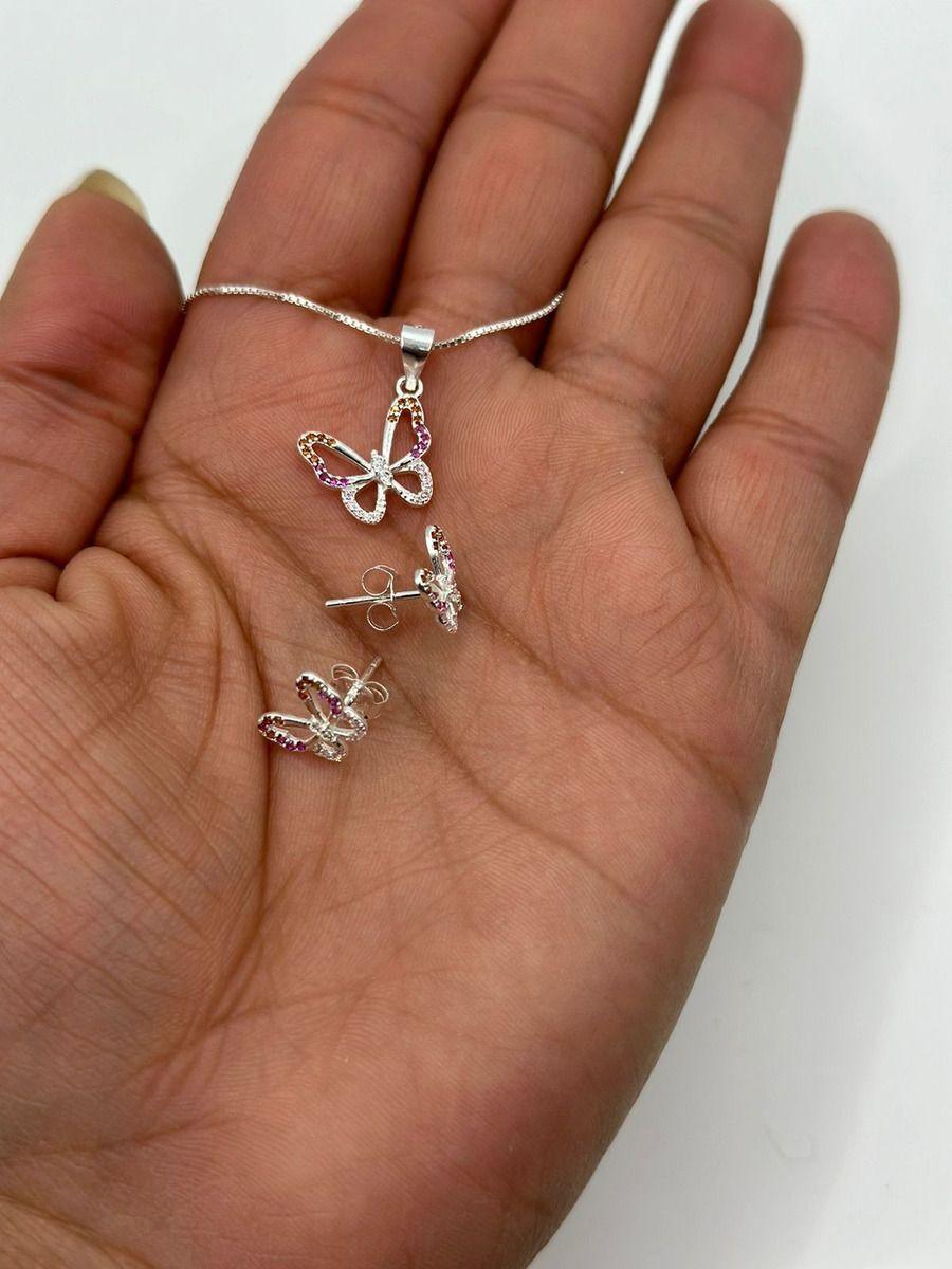 Conjunto Mariposa Circones Plata-1