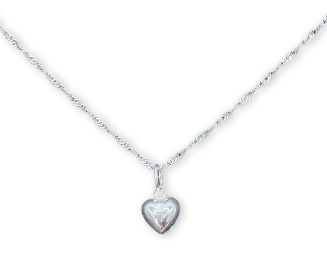 Collar Dije Corazón Delicado Singapur Plata 925-0