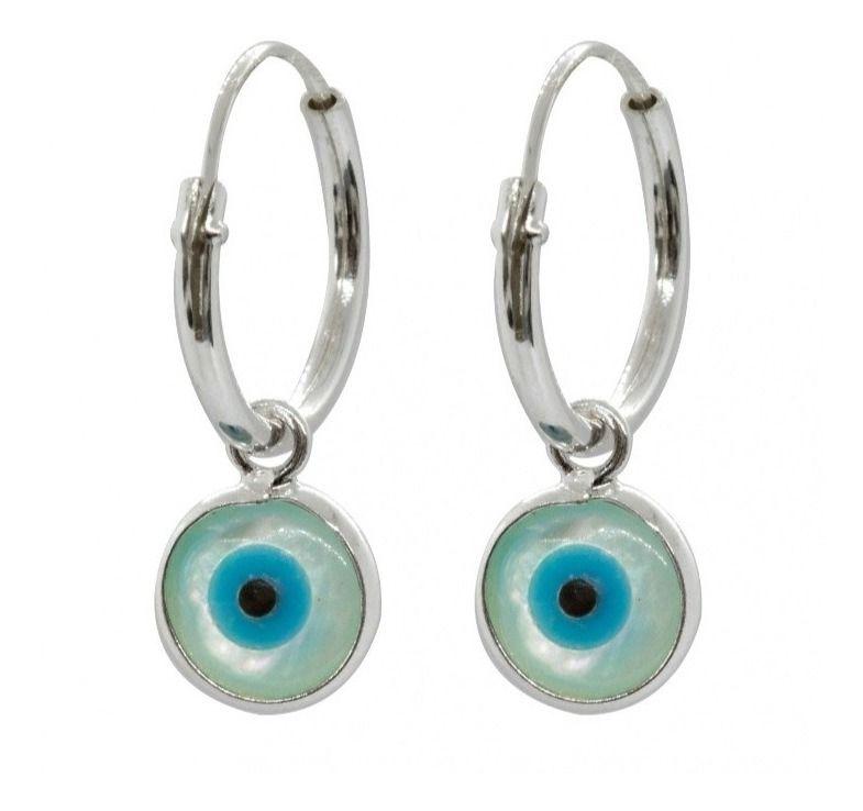Aros Argolla Ojo Turco Colgante Plata Ley 925-0