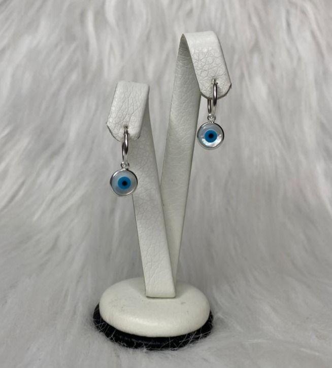 Aros Argolla Ojo Turco Colgante Plata Ley 925-3