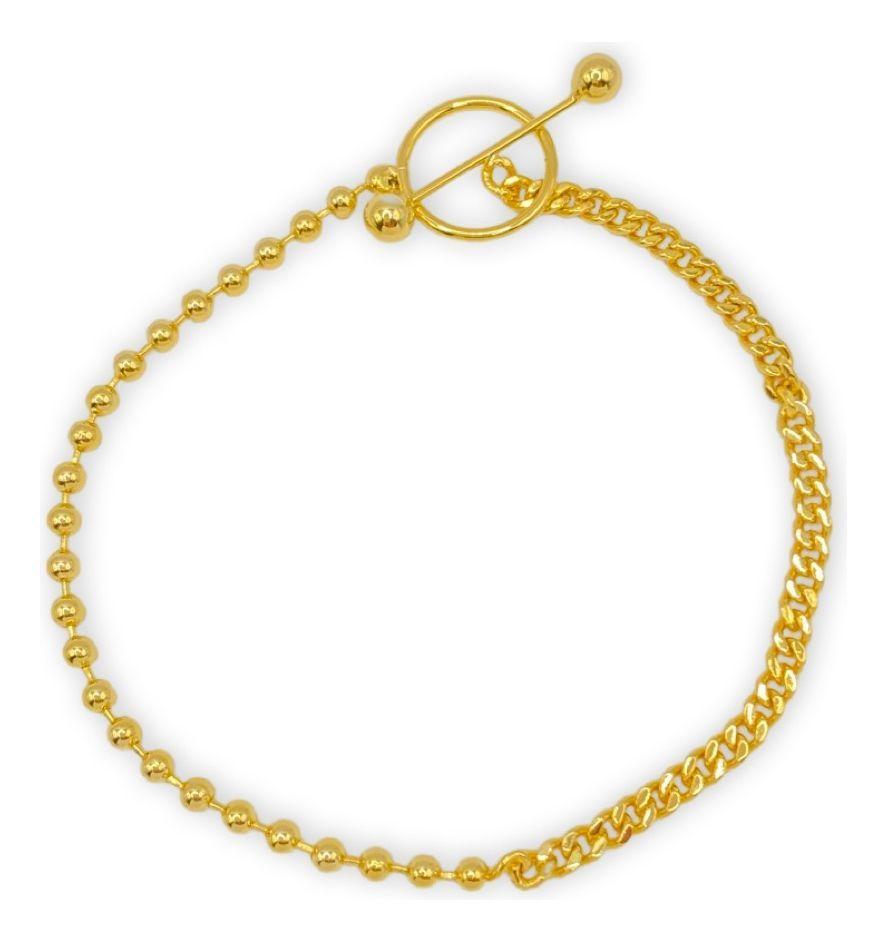 Pulsera Grumet Bolitas Esferas Baño Oro-0