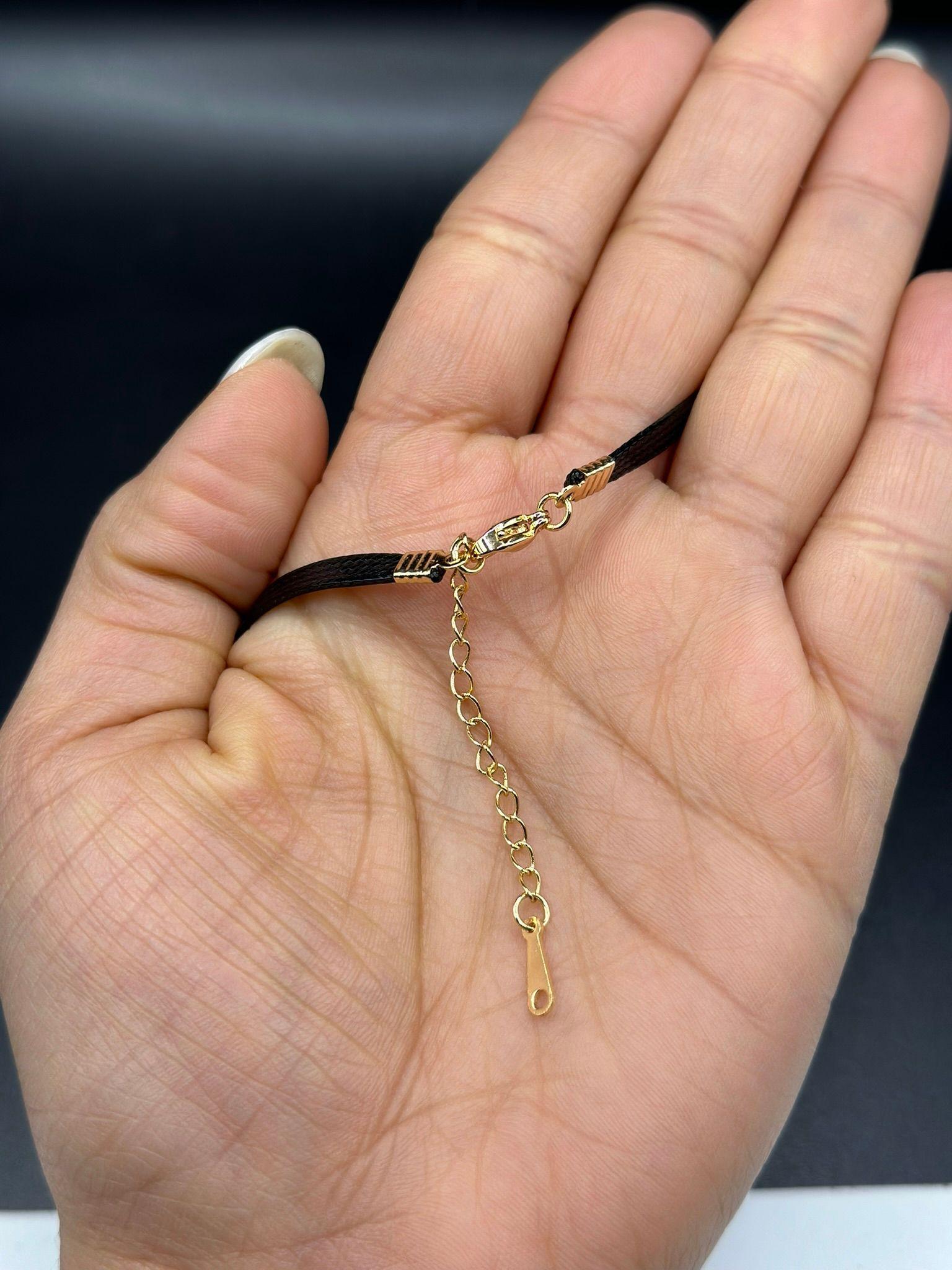 Collar Dama Cuero Cristal Tornasol Baño Oro-1