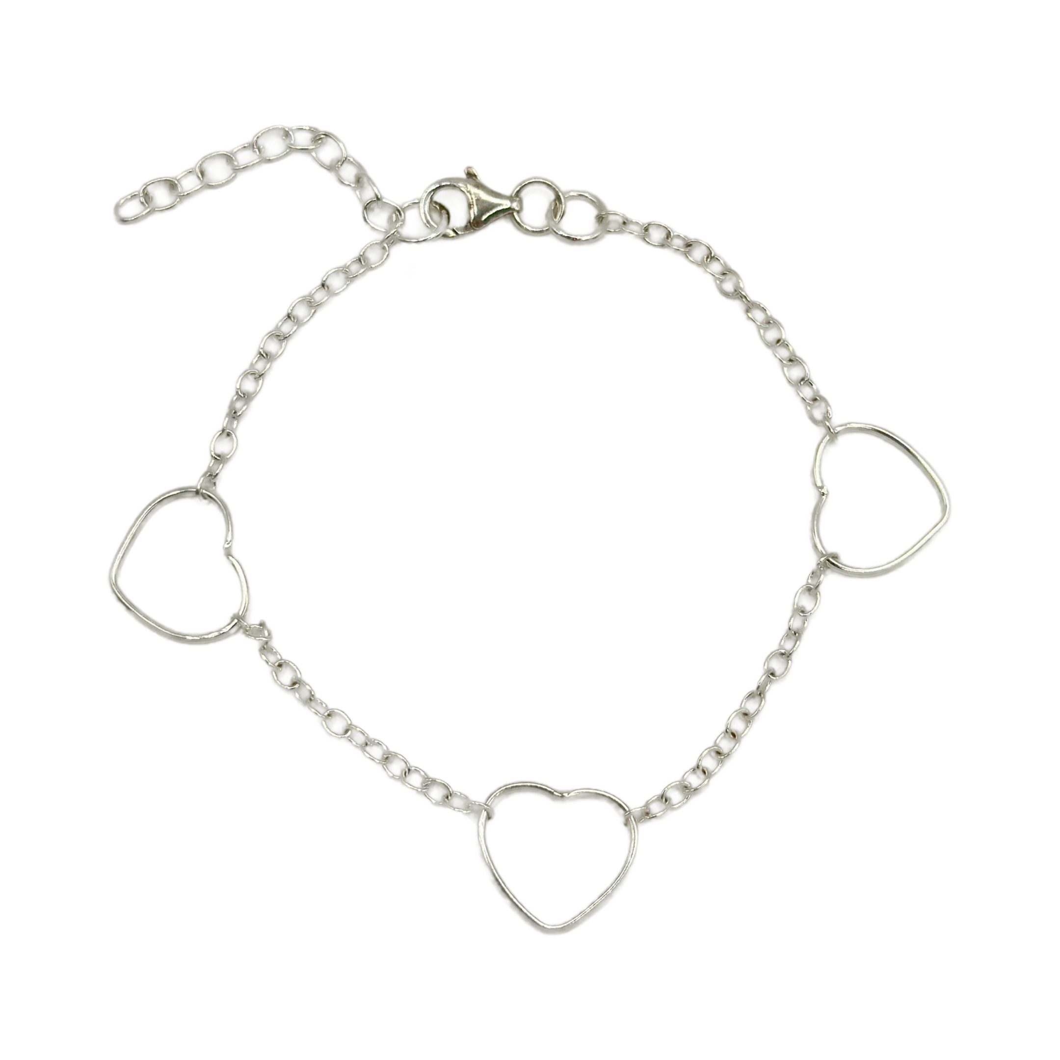 Pulsera Plata Modelo Corazones Juvenil-0
