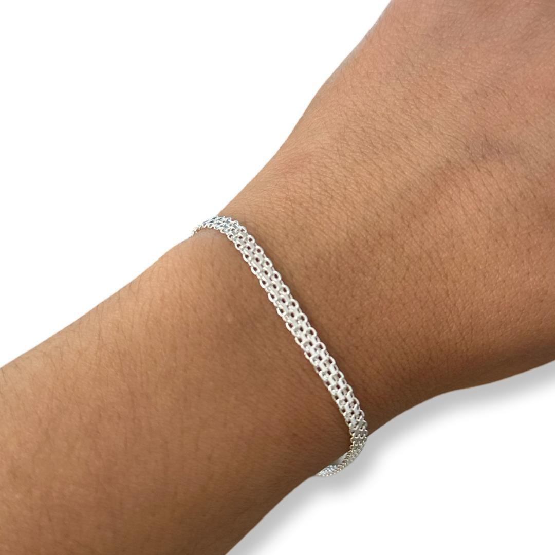 Pulsera Tejido Chino 17 Cm Plata-2