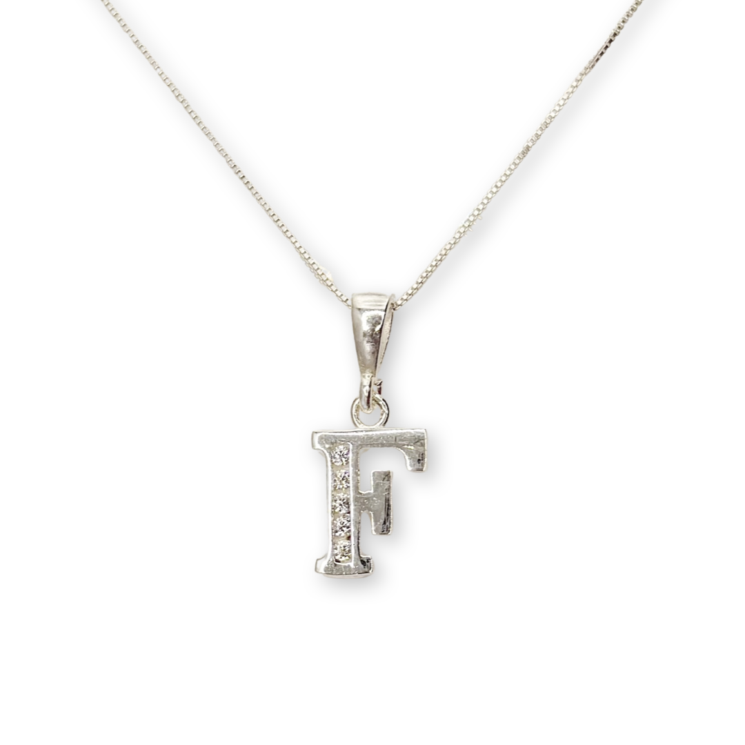 Collar Letra F Circones Juvenil Plata 925-0
