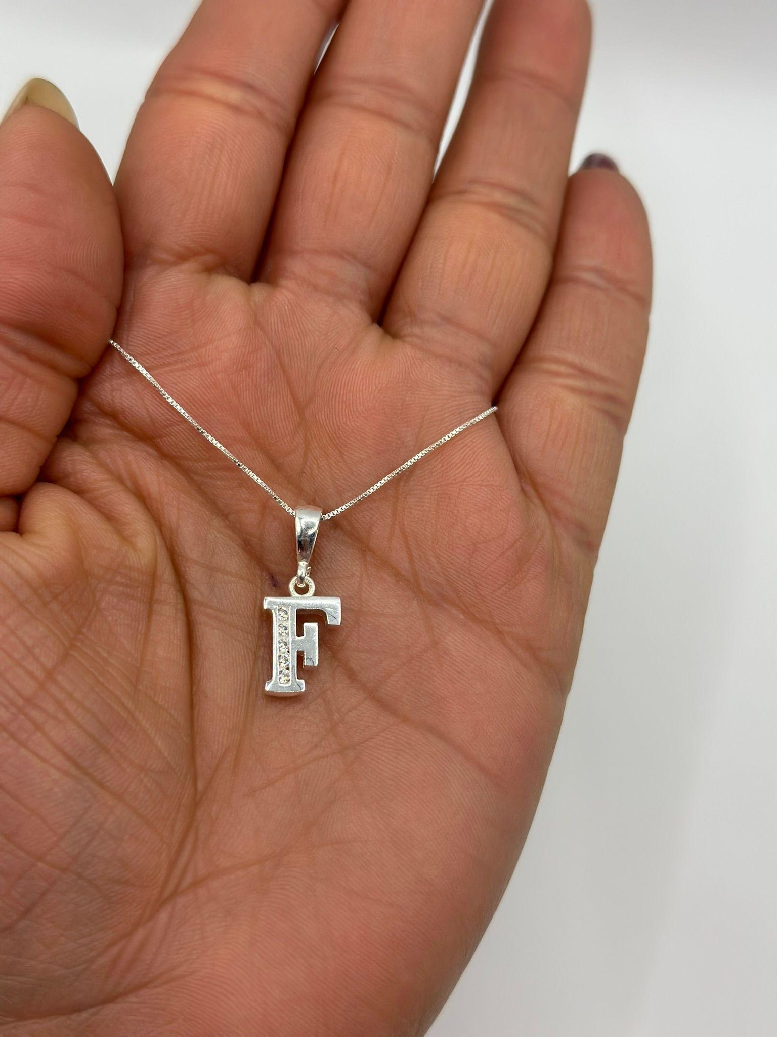 Collar Letra F Circones Juvenil Plata 925-1