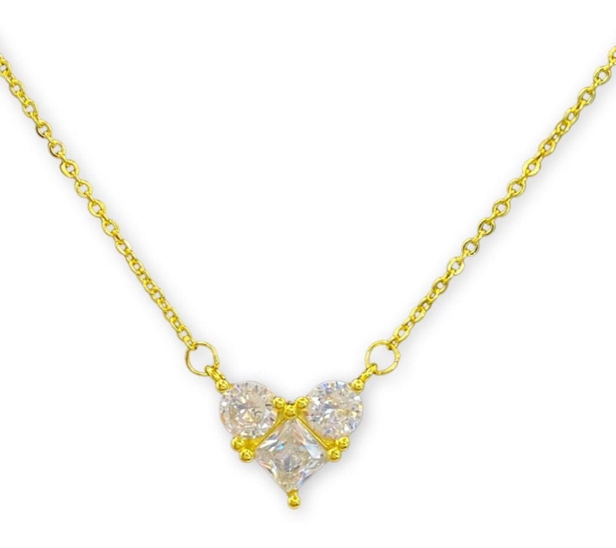 Collar Perlas Hojitas Juvenil Plata S925 Baño Oro-0