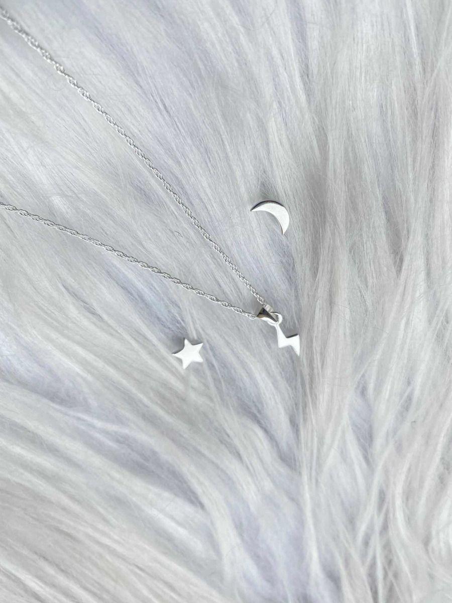 Conjunto Collar Aros Desigual Luna Rayo Estrella Plata 925-1