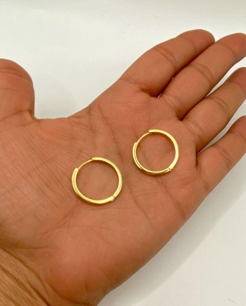Aros Argolla Plana 20 Mm Mediana Plata S925 Baño Oro-1