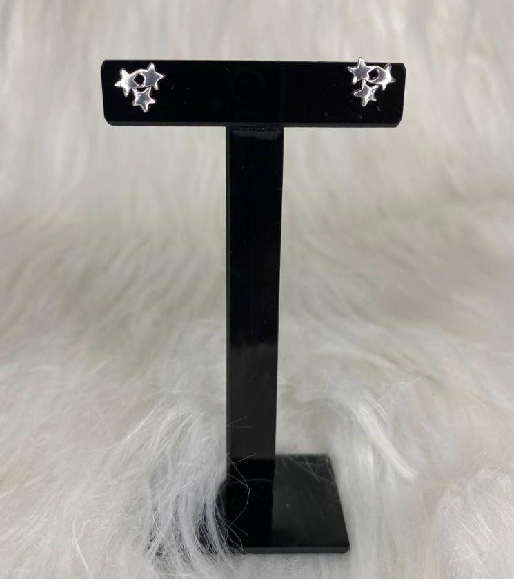 Aros Triple Estrella Plata Ley 925 Mas Estuche Regalo-2