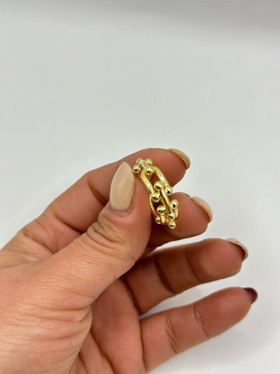 Anillo Ajustable Entrelazado U Baño Oro-2