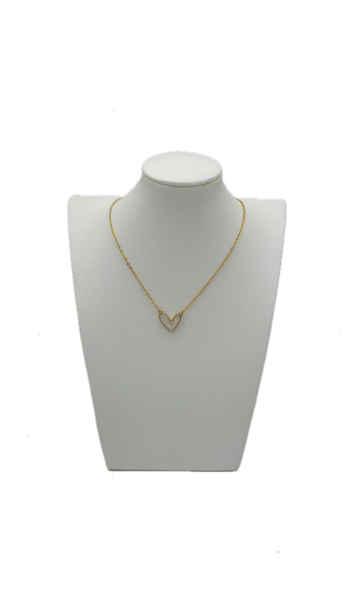 Collar Corazon Nacar Plata Baño En Oro-0