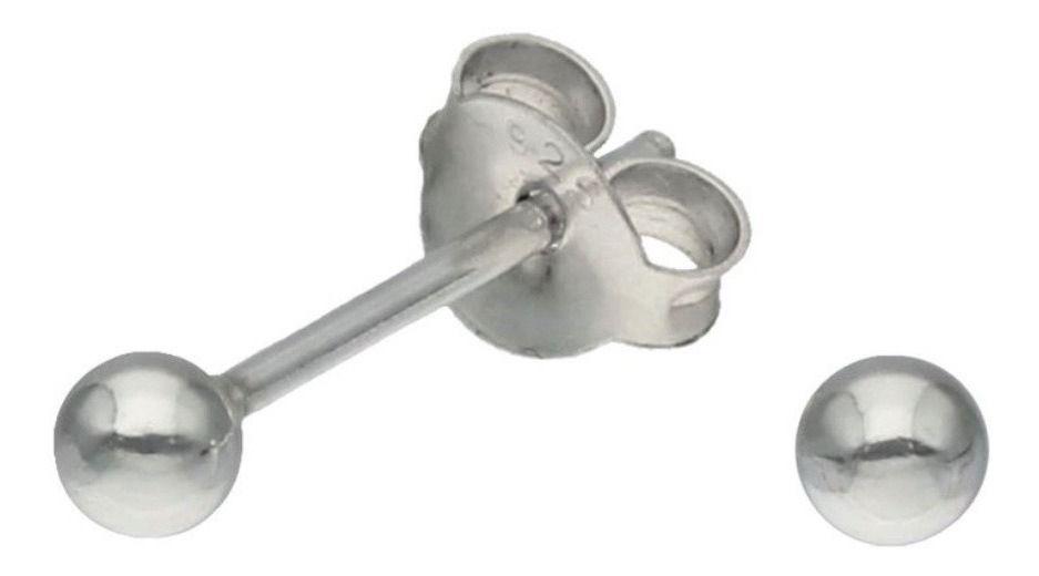 Aros Pelotitas Esferas Bolita 3 Mm Plata Ley 925-0