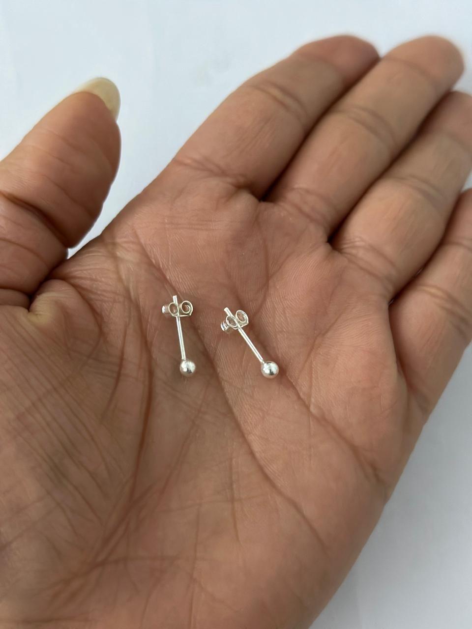 Aros Pelotitas Esferas Bolita 3 Mm Plata Ley 925-1