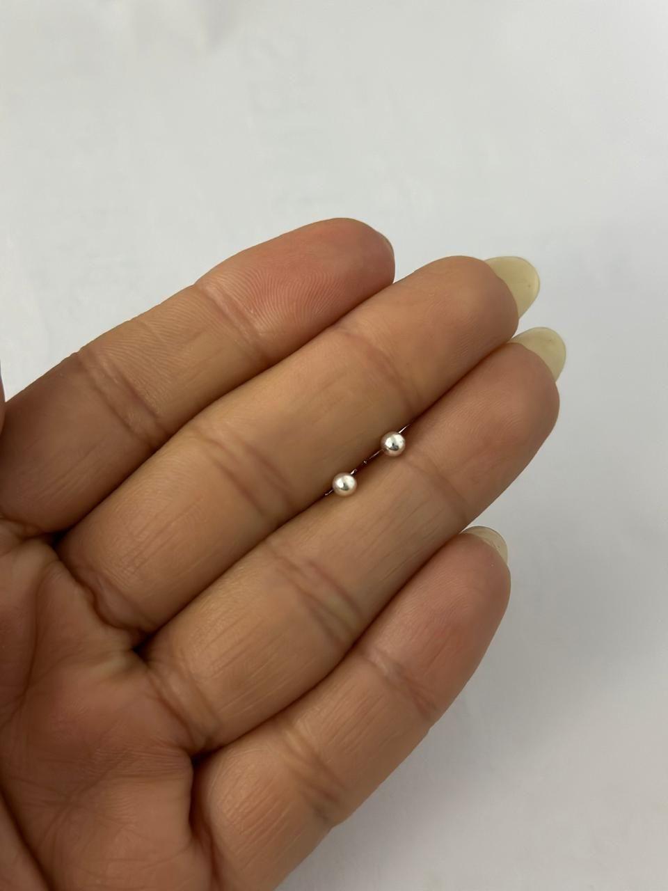 Aros Pelotitas Esferas Bolita 3 Mm Plata Ley 925-2