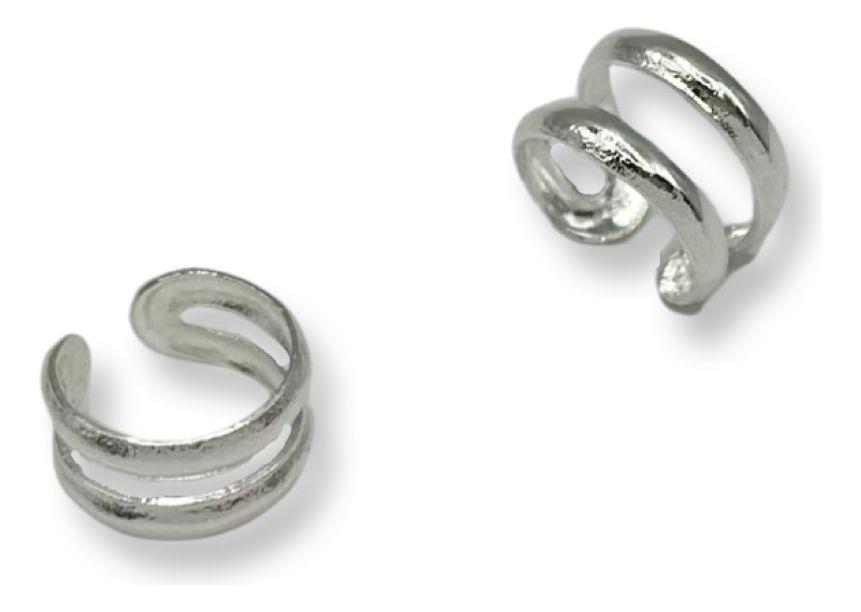 Aros Piercing Ear Cuff Ajustable Plata Fina 925 Mas Caja-0