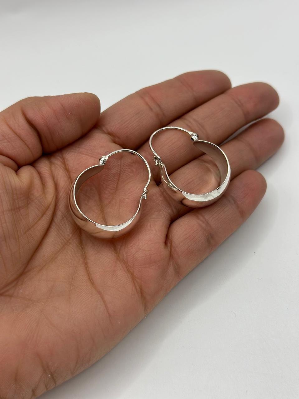 Aros Argolla Bote Mediano 26 Mm Plata-3