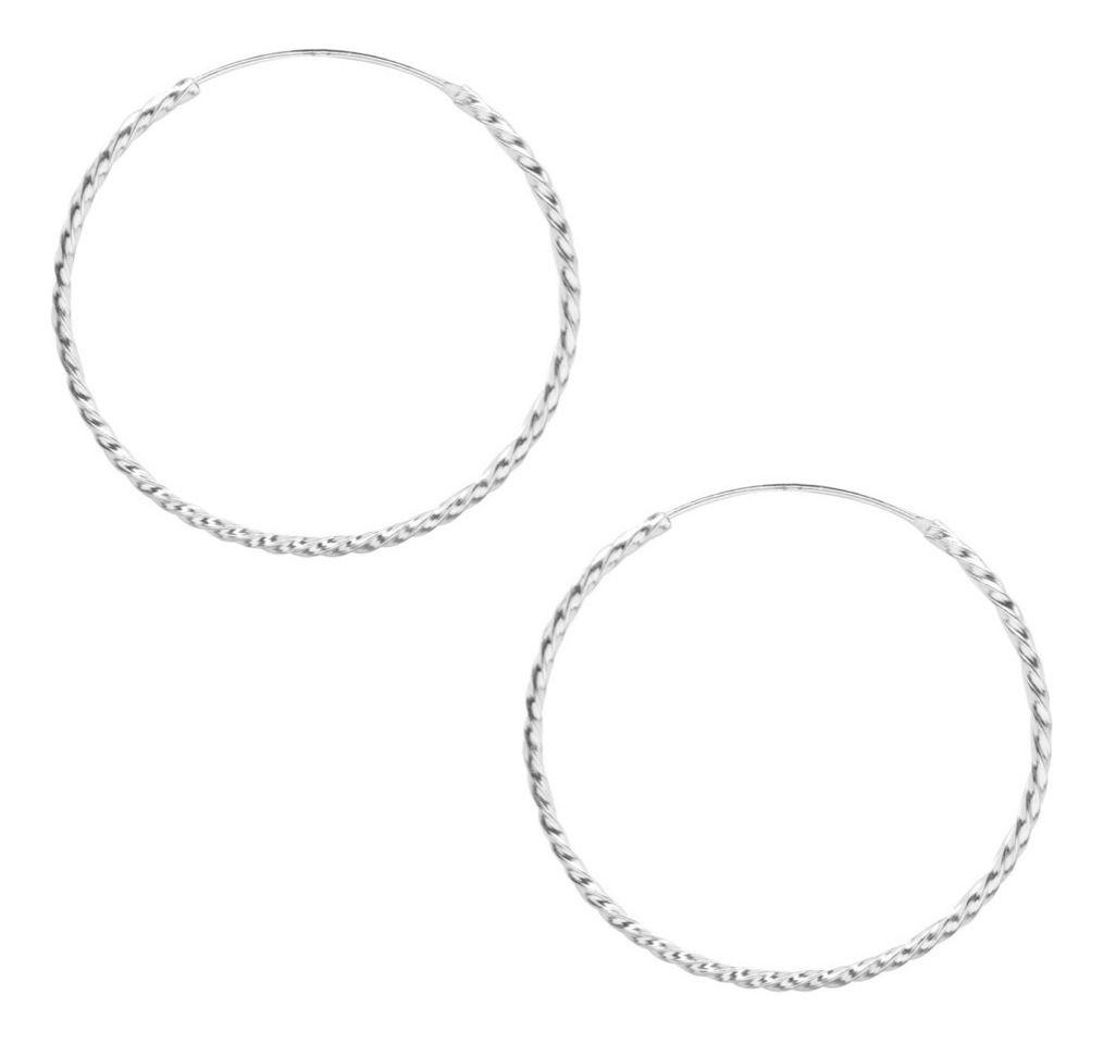Aro Argolla Grande Entorchada 55 Mm Plata Ley 925 Mas Caja-0