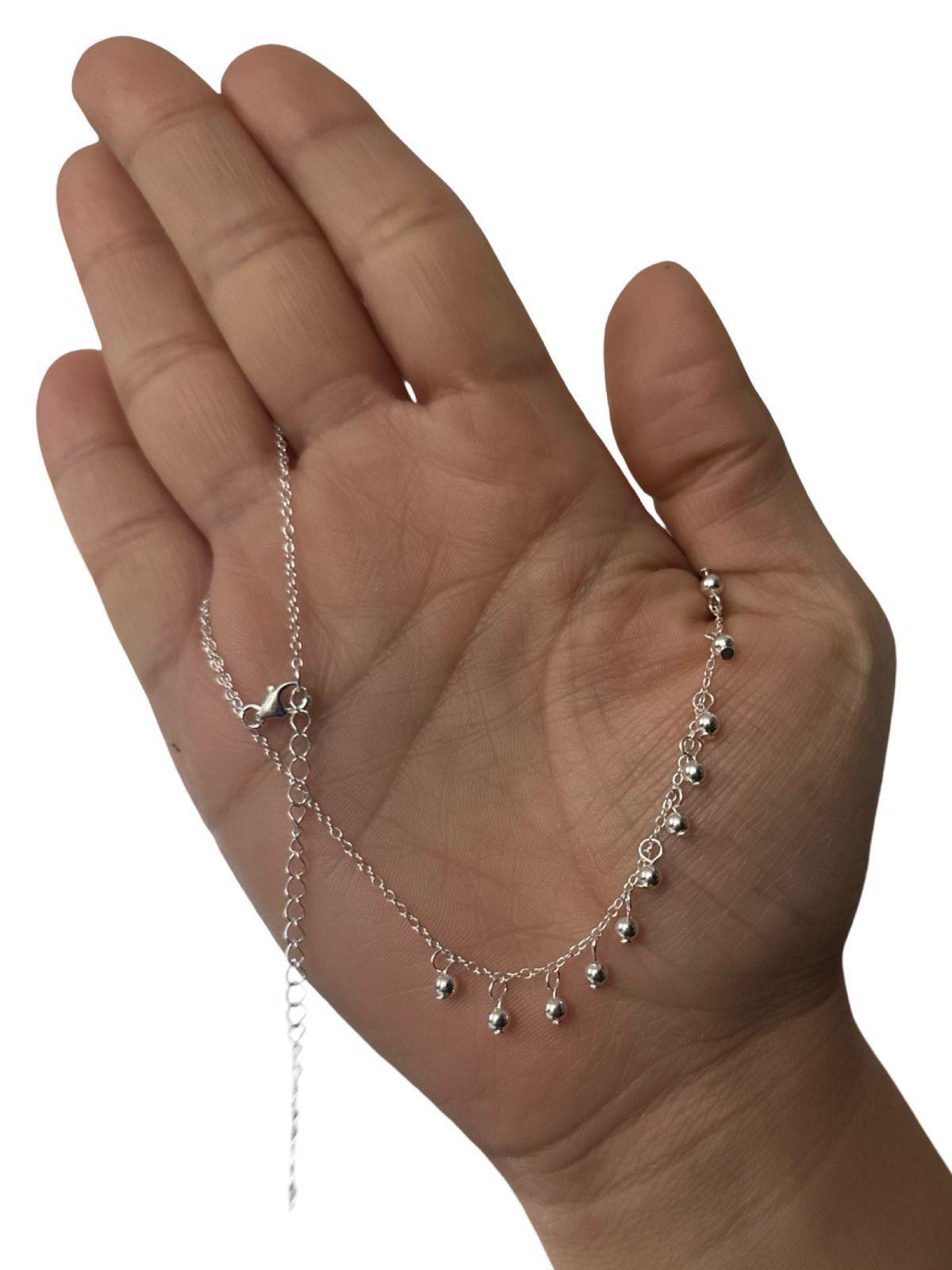 Collar Esferas Pelotitas Bolitas Colgantes Plata Ley 925-2