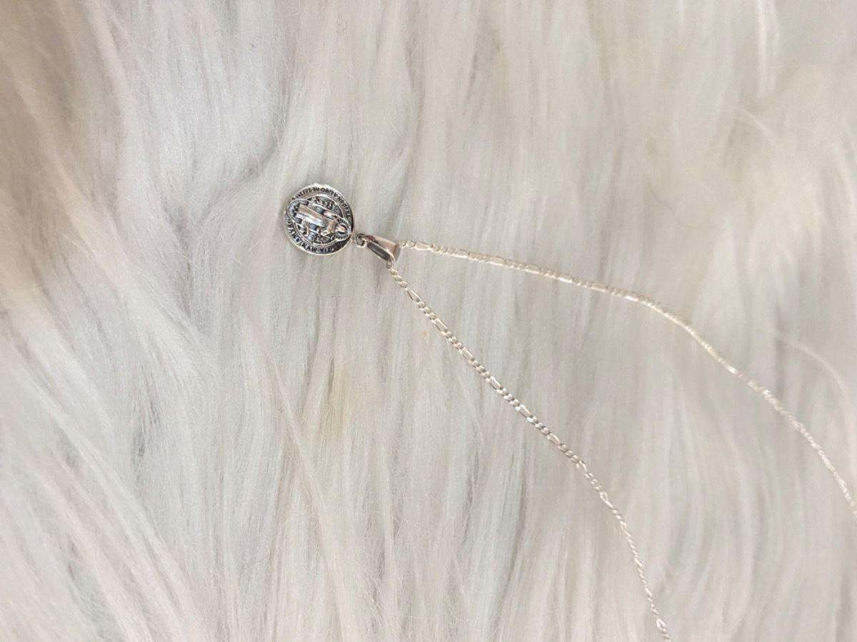 Collar Dije San Benito Abad Envejecido Plata Italiana 925-2