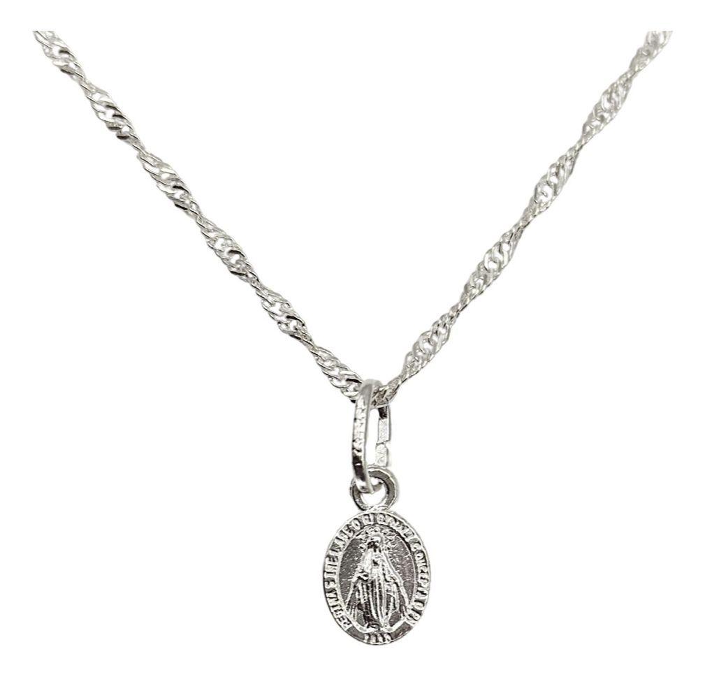 Collar Escapulario Virgen De Los Rayos Milagrosa Plata-0