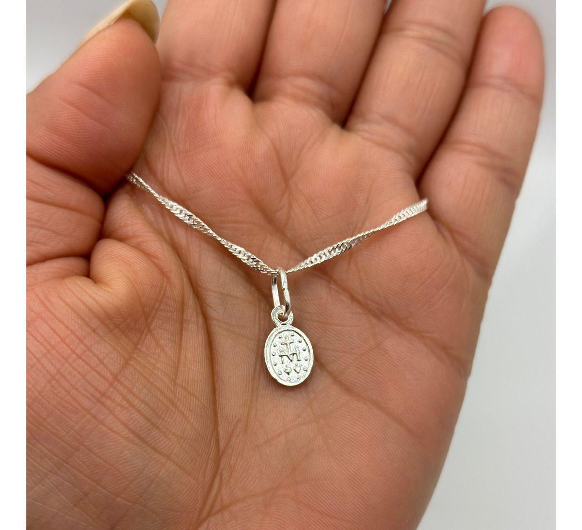 Collar Escapulario Virgen De Los Rayos Milagrosa Plata-1