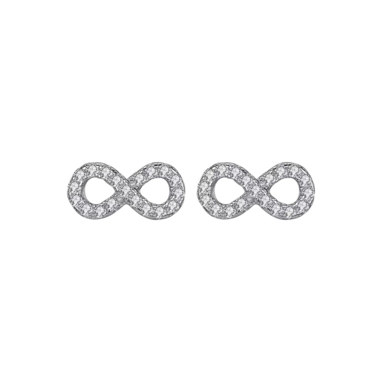 Aros Pendientes Infinito Circones Plata Italiana Ley 925-0