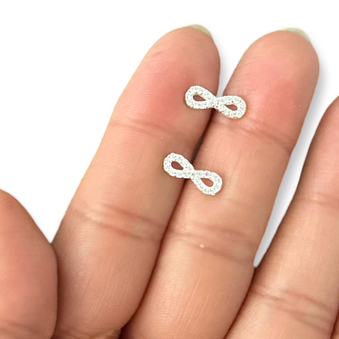Aros Pendientes Infinito Circones Plata Italiana Ley 925-1