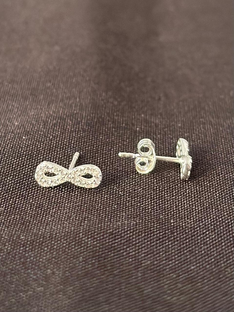 Aros Pendientes Infinito Circones Plata Italiana Ley 925-3