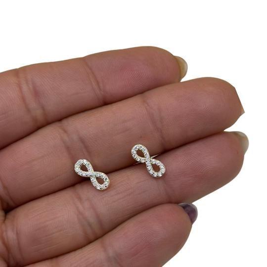 Aros Pendientes Infinito Circones Plata Italiana Ley 925-4