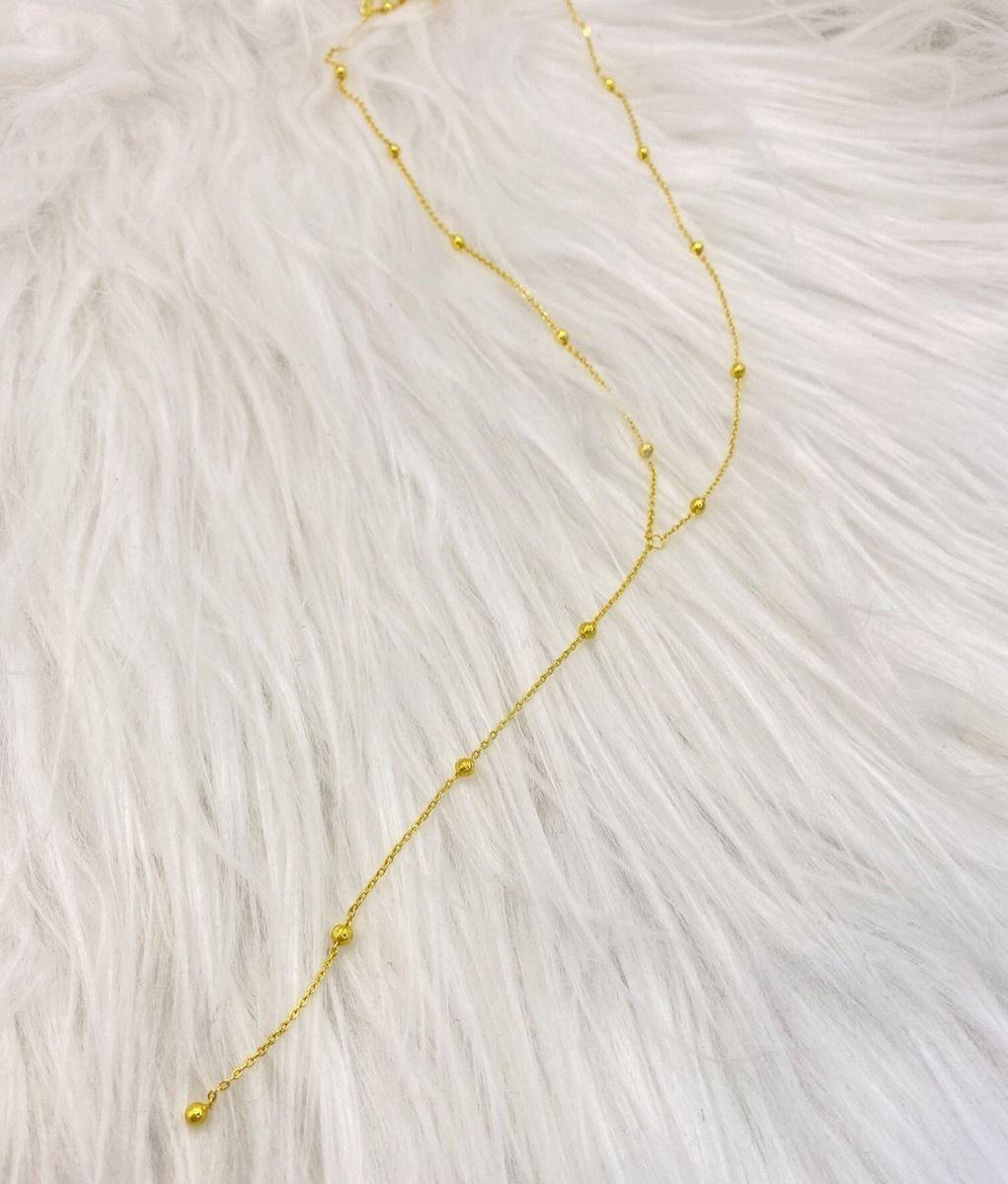 Collar Dama Bolitas Plata Baño Oro-1