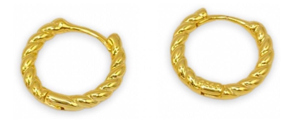 Aros Argollas Entorchado Plata Baño Oro-0