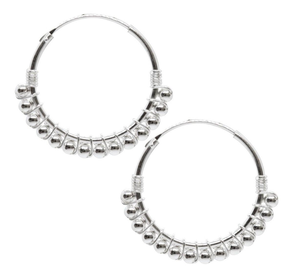 Aro Argolla Lisa Mediana Esferas  Plata-0