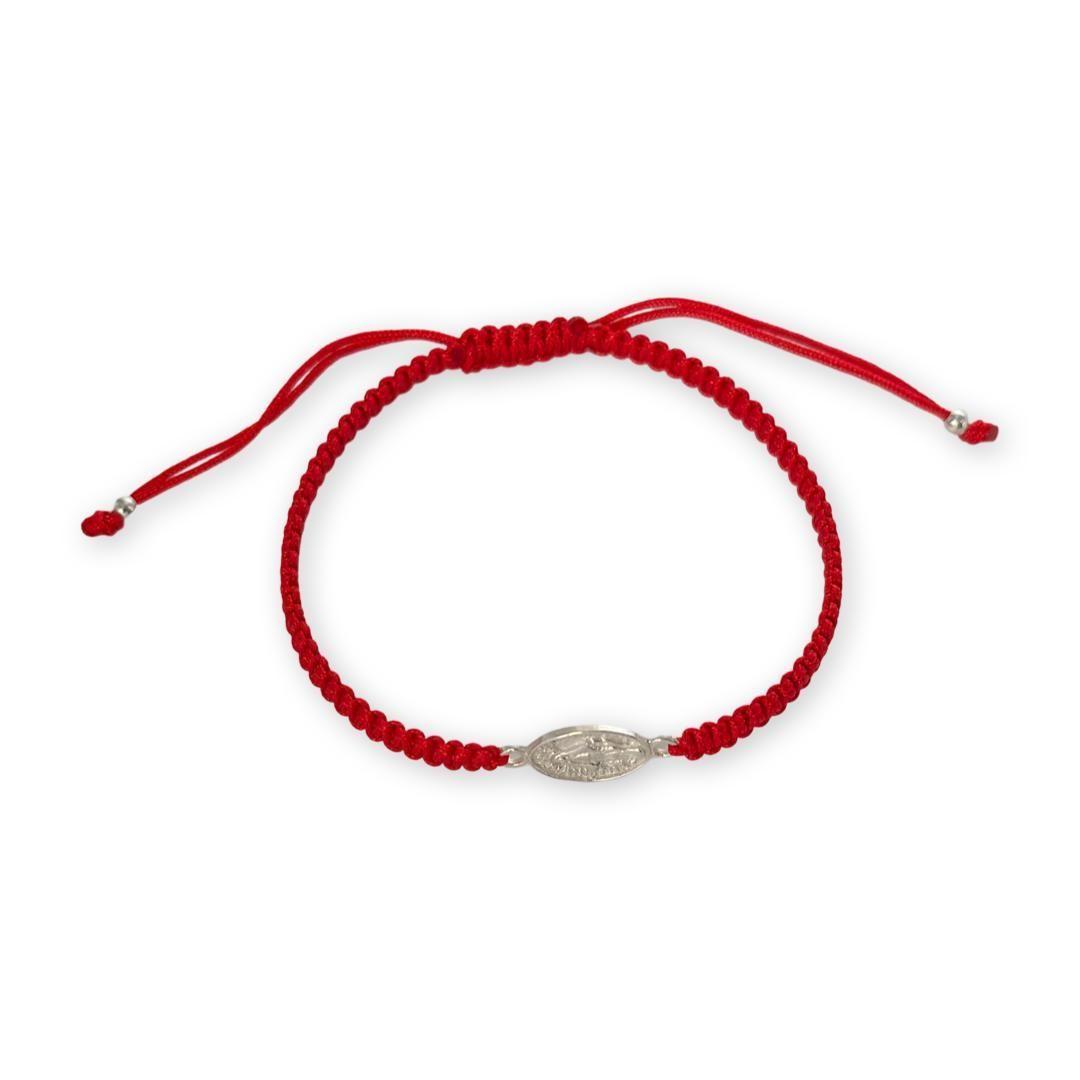 Pulsera Hilo Rojo Virgen De Los Rayos Ajustable Plata-2
