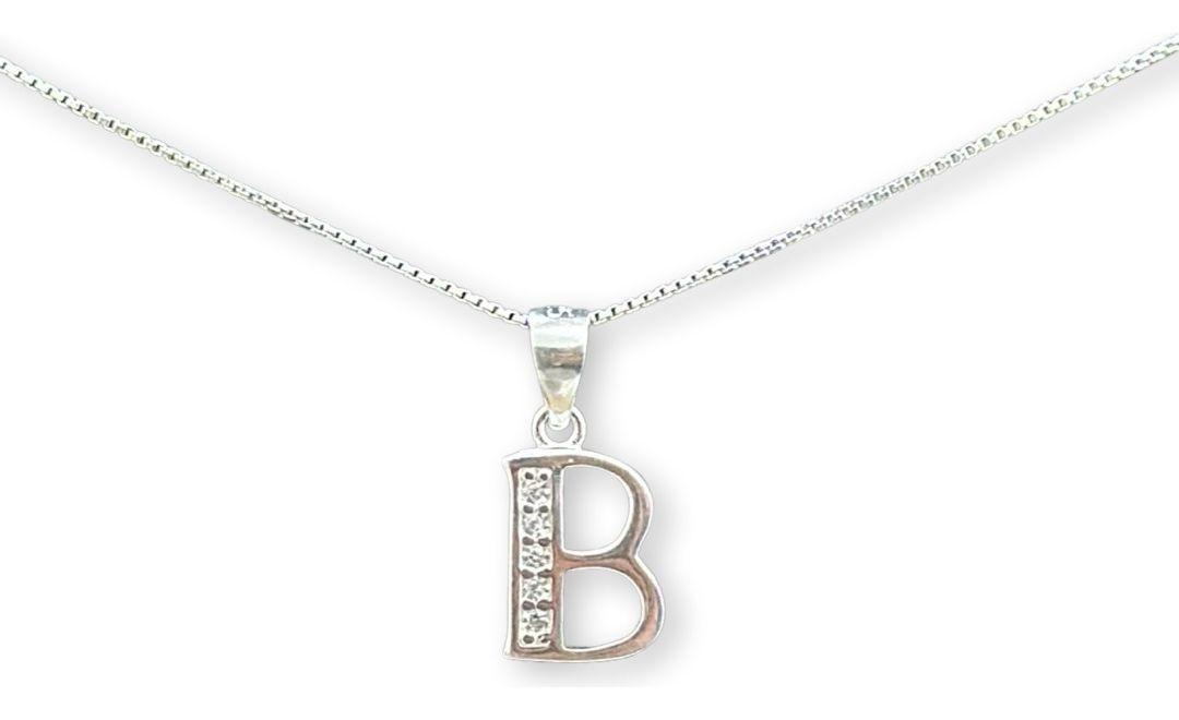 Collar Cadena Letra B Circones Plata-0