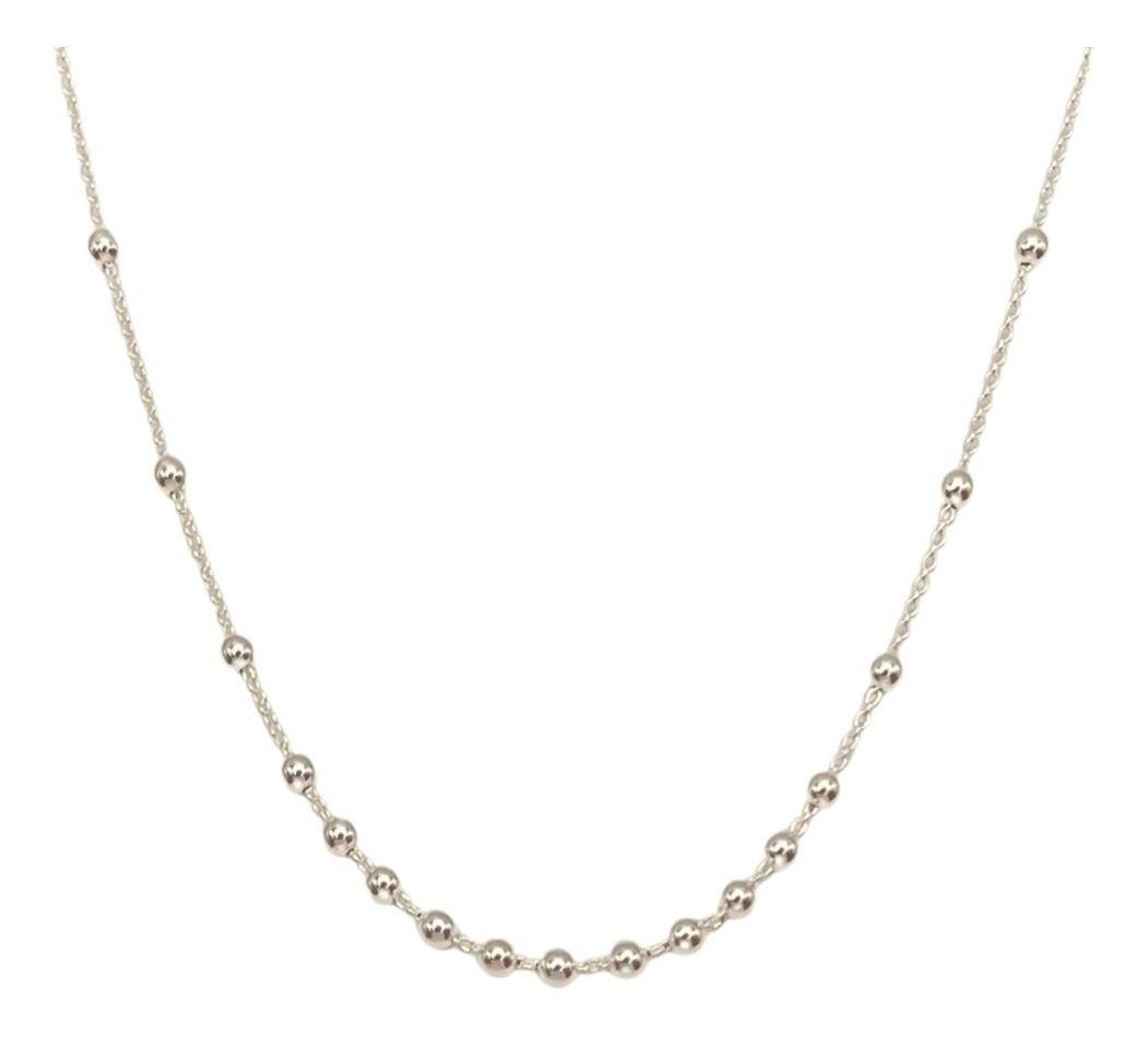 Collar Bolitas Dama Delicado Plata-0