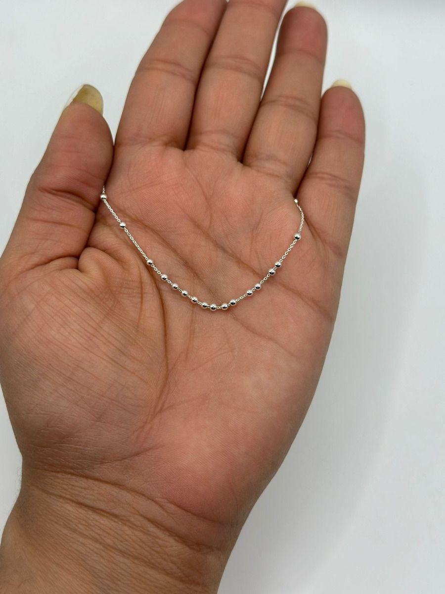 Collar Bolitas Dama Delicado Plata-1