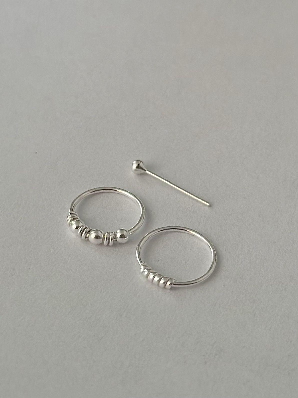 Pack 3 Piercing Nariz Bolita Envejecido Plata Fina + Caja-2
