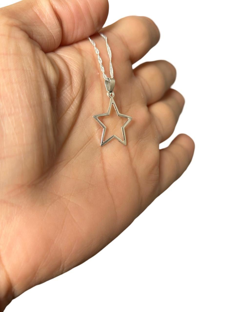 Collar Cadena Juvenil Estrella Plata-2