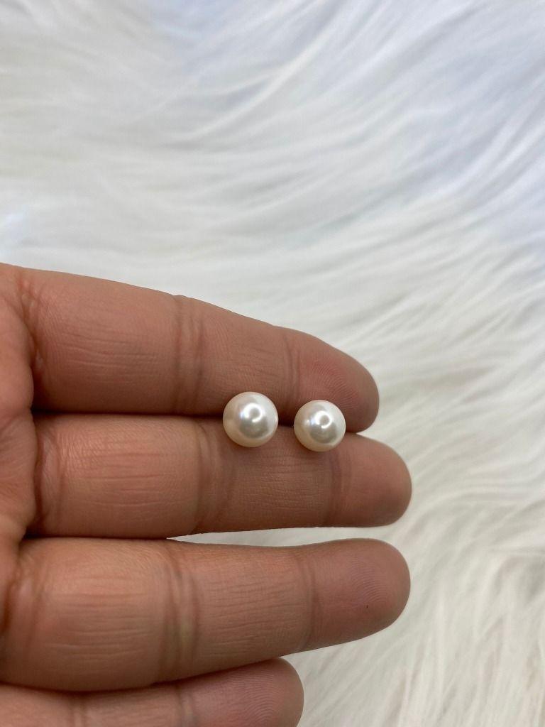 Aros Perla Blanca Grande 12 Mm Plata-2